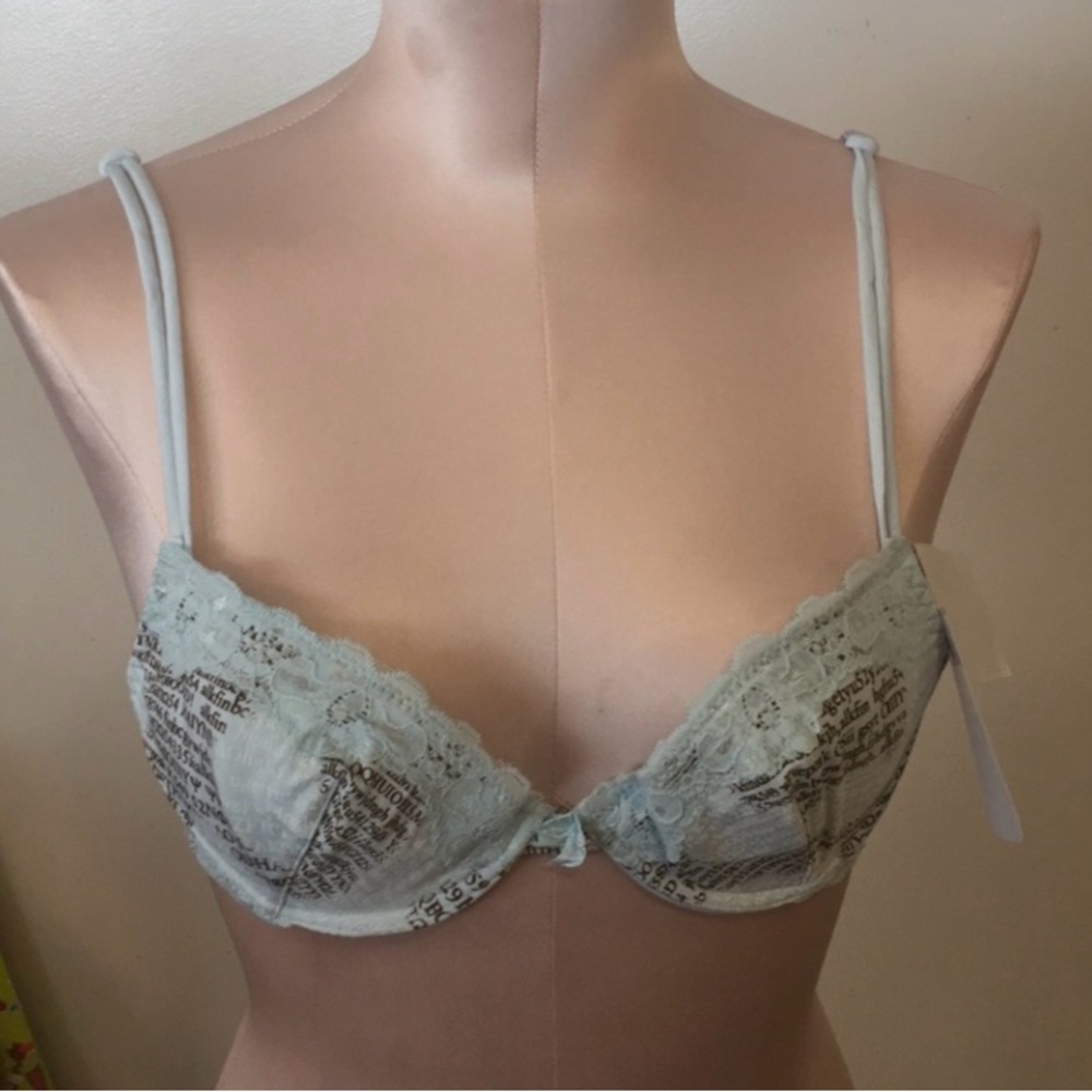 Lily Bra NEW Light blue W/lace slightly padded cup sizes 34B 34C 32A & 38D Comfy